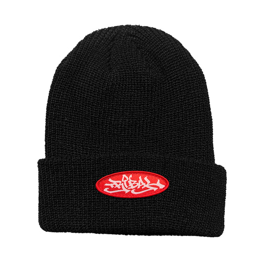 OVAL - BLACK - RIBBED CUFF KNIT BEANIE