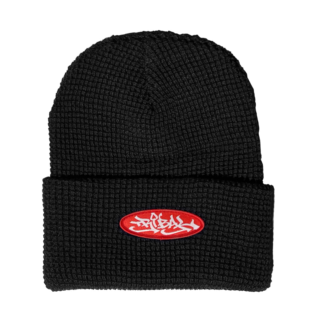 OVAL - Black - Waffle Knit Beanie