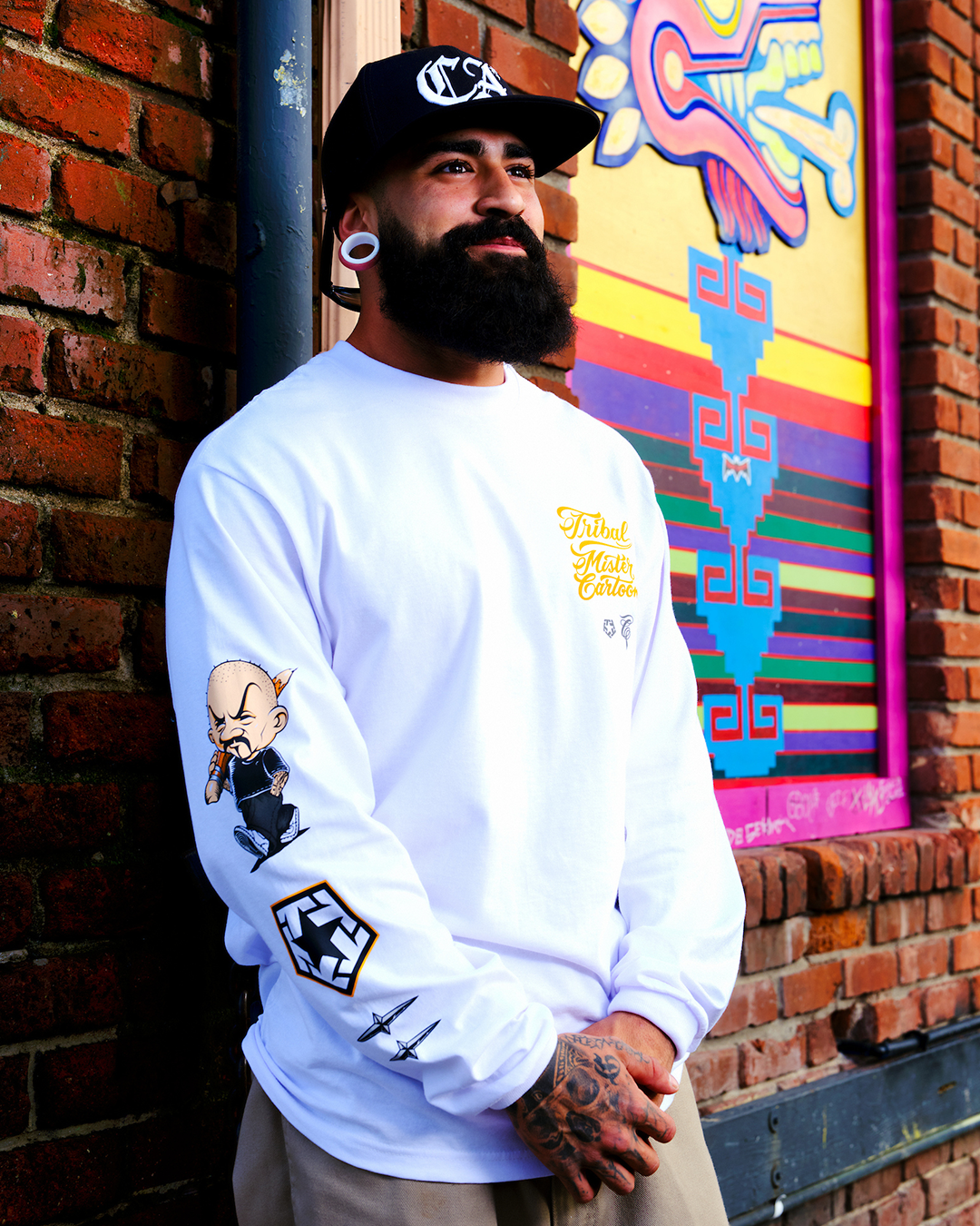 Mister Cartoon X Tribal - White Longsleeve tee