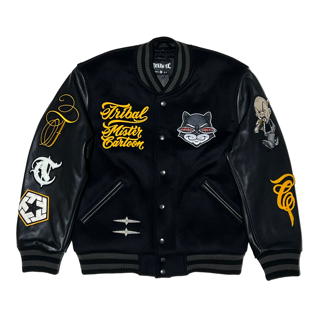 Mister Cartoon X Tribal - Black/Black Varsity Jacket