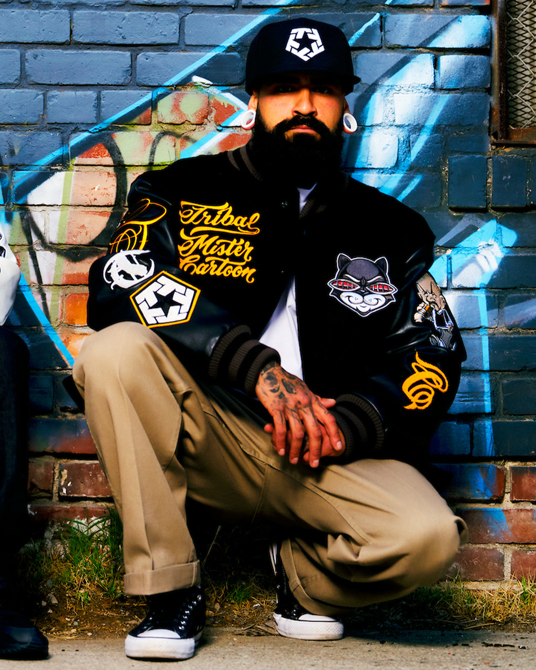 Mister Cartoon X Tribal - Black/Black Varsity Jacket