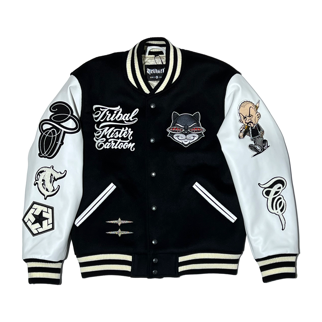 Mister Cartoon X Tribal - Black/White Varsity Jacket