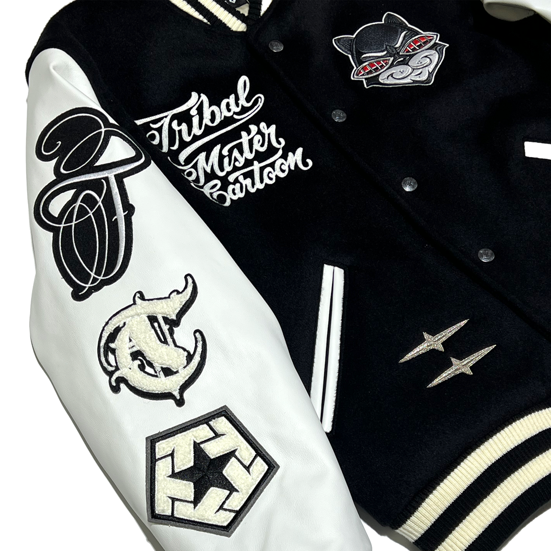 Mister Cartoon X Tribal - Black/White Varsity Jacket