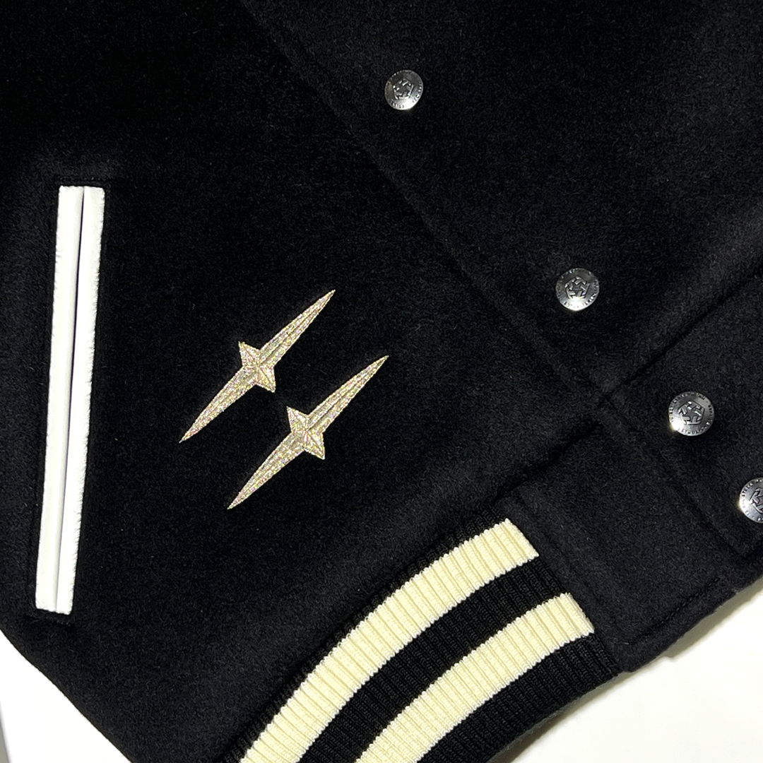 Mister Cartoon X Tribal - Black/White Varsity Jacket