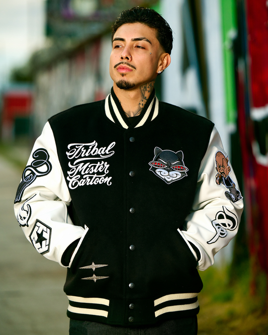 Mister Cartoon X Tribal - Black/White Varsity Jacket