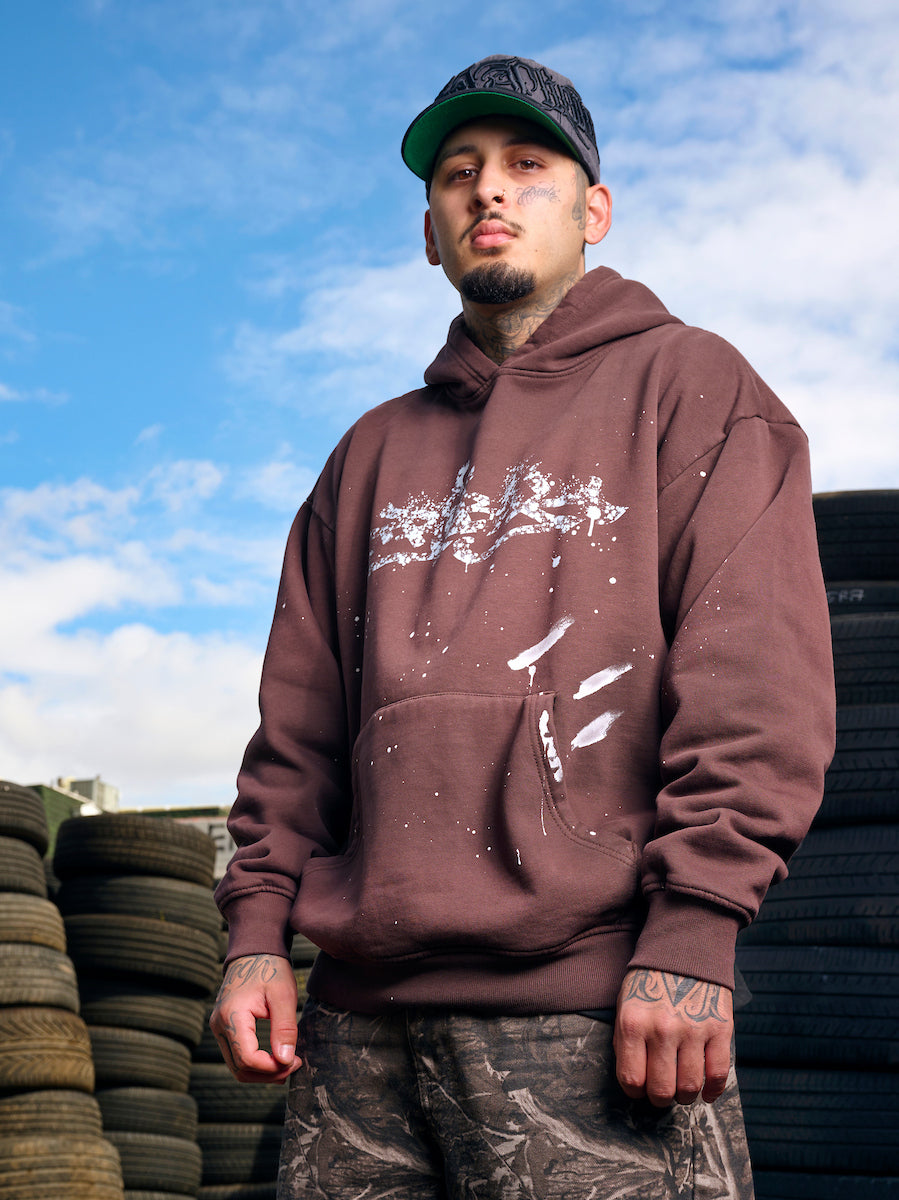 Brown Wash- Splatter Hoodie