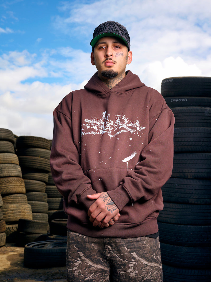 Brown Wash- Splatter Hoodie