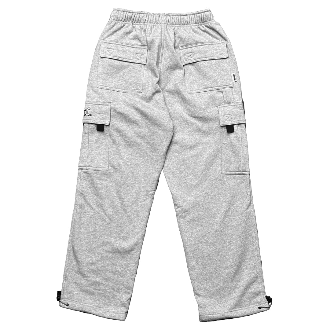 GREY - Baggy Heavyweight Cargo Fleece Pants