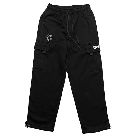 BLACK - Baggy Heavyweight Cargo Fleece Pants