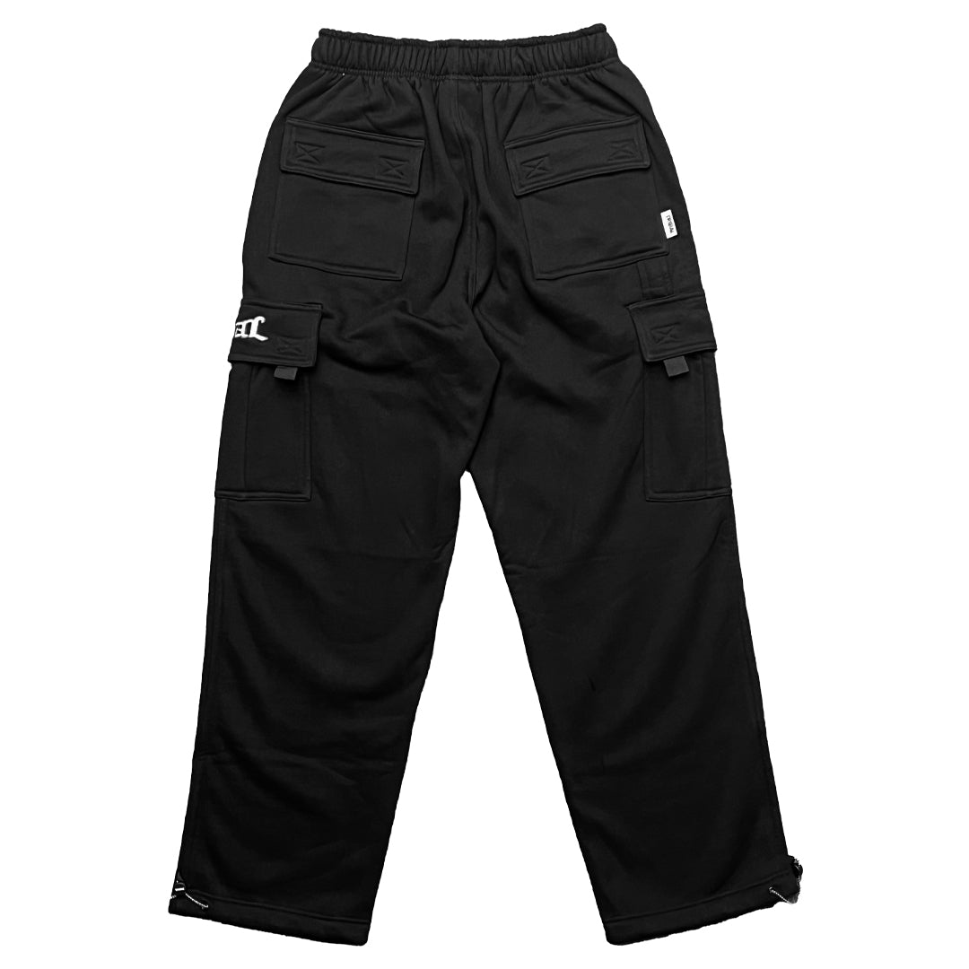 BLACK - Baggy Heavyweight Cargo Fleece Pants