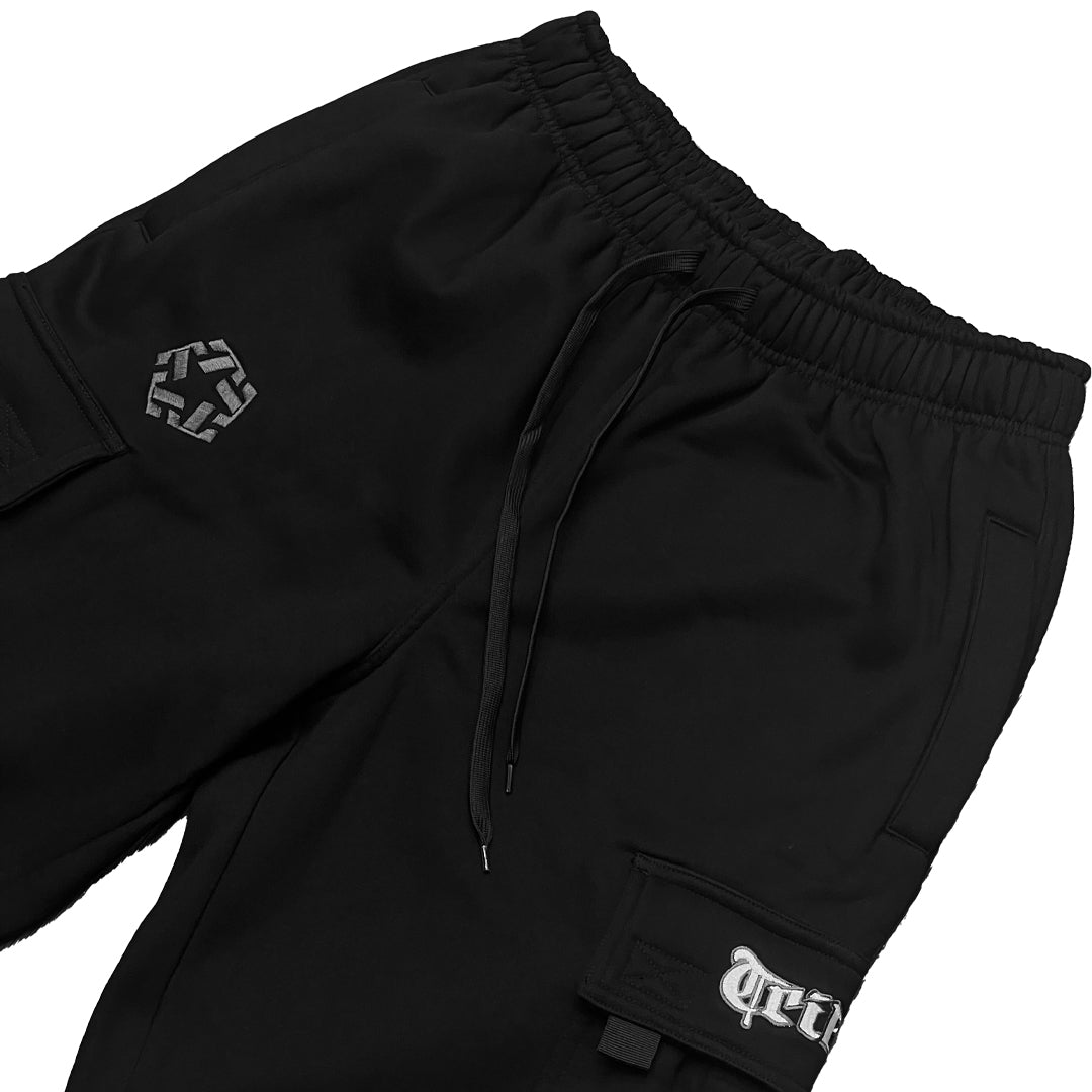 BLACK - Baggy Heavyweight Cargo Fleece Pants