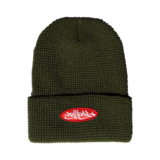 OVAL - Green - Waffle Knit Beanie