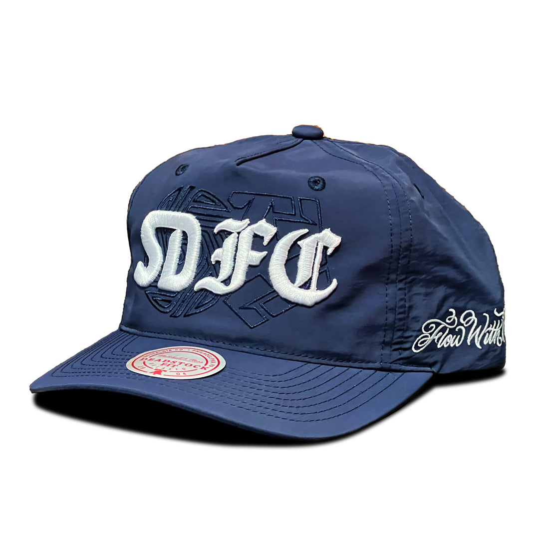 Sdffvc OLD ENGLISH - SDFC x Tribal - Mitchell & Ness - Navy Nylon Snapback ...