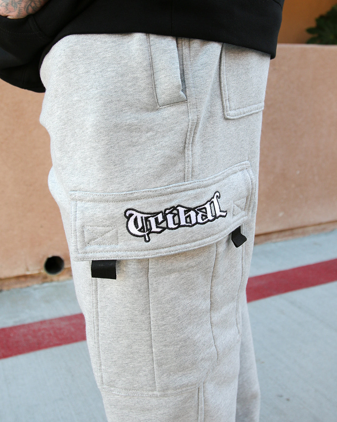 GREY - Baggy Heavyweight Cargo Fleece Pants