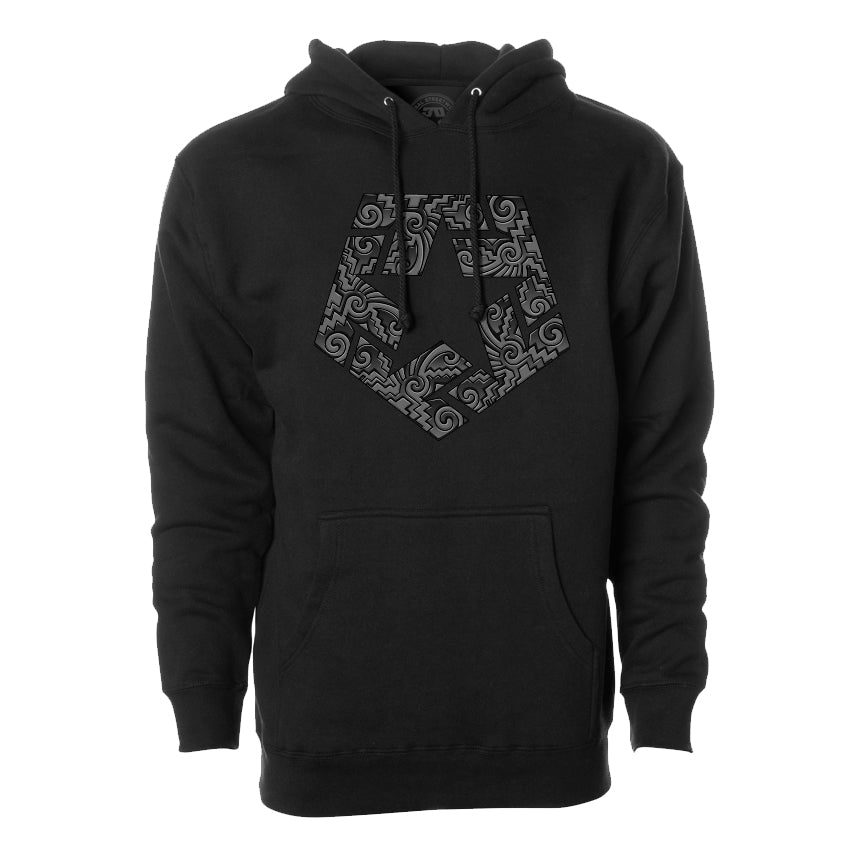 GREY AZTECA PATTERNS - Black Men's pullover hoodie