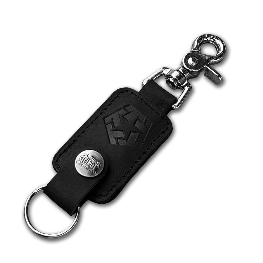 BLACK Leather Keychain
